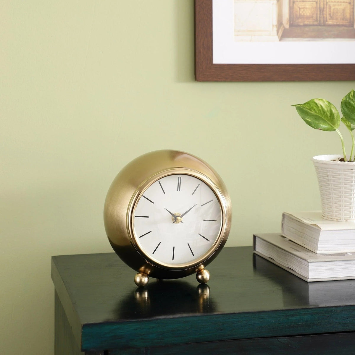 Gold Globe Table Clock on Ball Feet