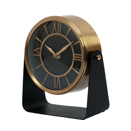 Black Roman Dial Table Clock on Stand