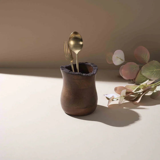 Mango Wood Spoon Stand with Natural Edge