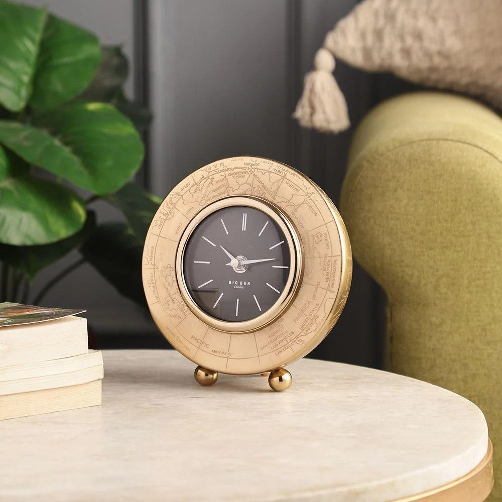 World Map Bezel Table Clock