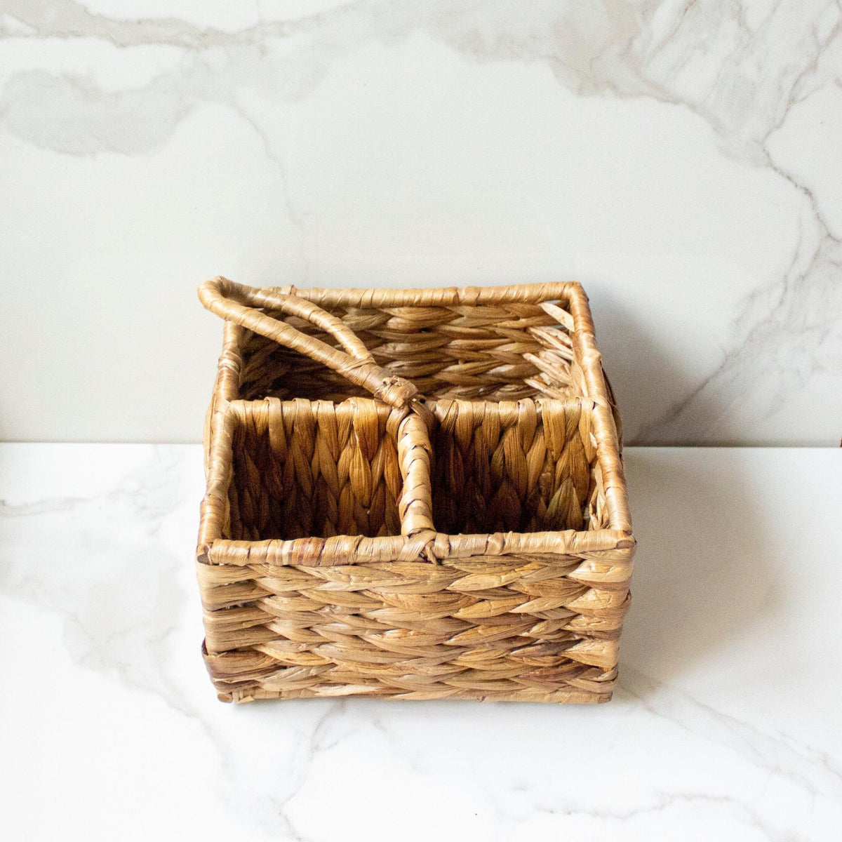Woven Three-Section Cutlery Basket with Handle