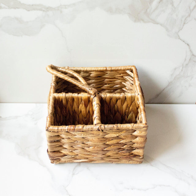 Woven Three-Section Cutlery Basket with Handle